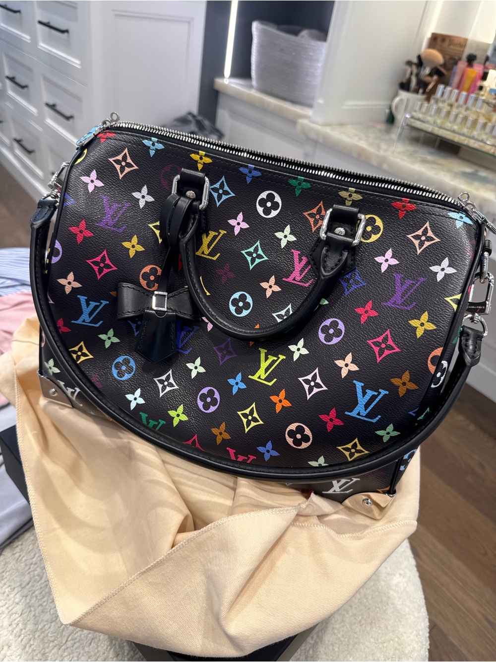 Louis Vuitton Black Multicolor Monogram Murakami soft Speedy 30